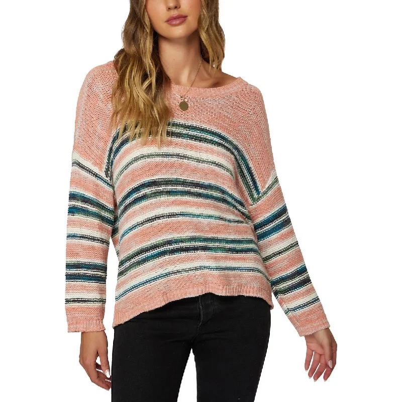 O'Neill Womens Salty Stripe Striped Open Stitch Pullover Sweater