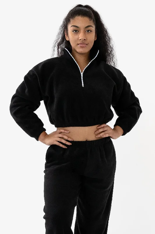 PF306 - Cropped Polar Fleece Half Zip Pullover