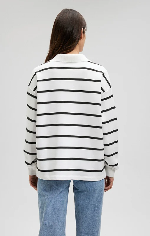 POLO PULLOVER SWEATSHIRT BLACK STRIPED