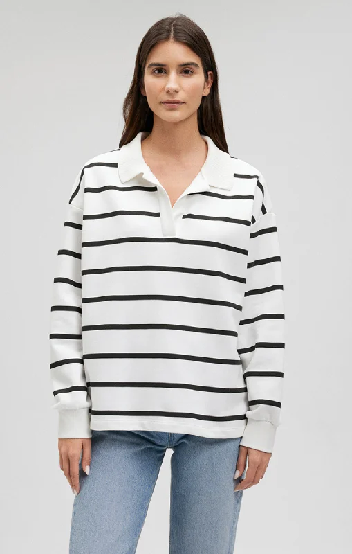 POLO PULLOVER SWEATSHIRT BLACK STRIPED