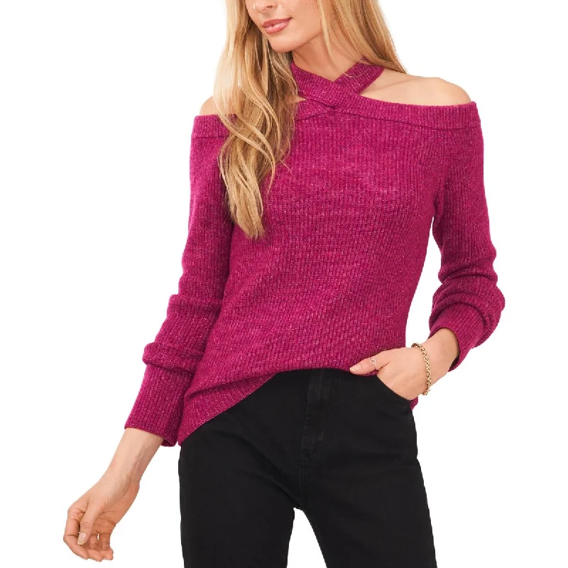 Sam and Jess Womens Cold Shoulder Knit Pullover Sweater