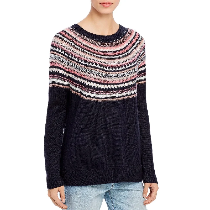 Single Thread Womens Fair Isle Crewneck Pullover Sweater