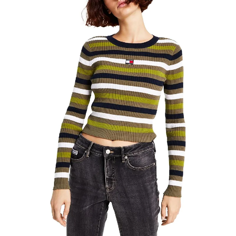 Tommy Jeans Womens Ribbed Knit Striped Pullover Sweater