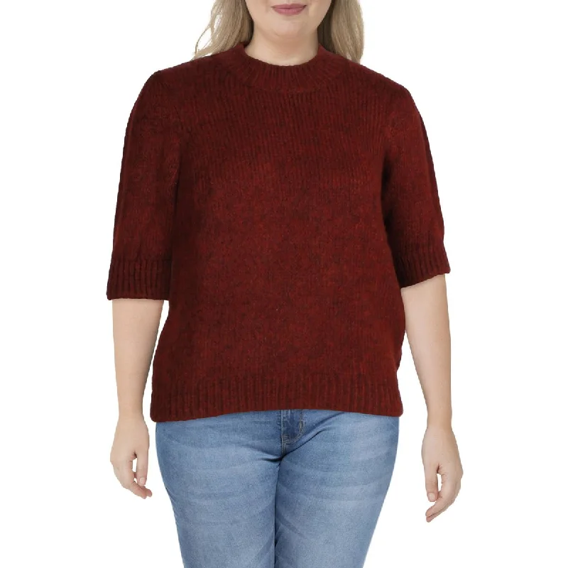 Vero Moda Women's Marled Knit High Neck Pullover Sweater with Puff Sleeves