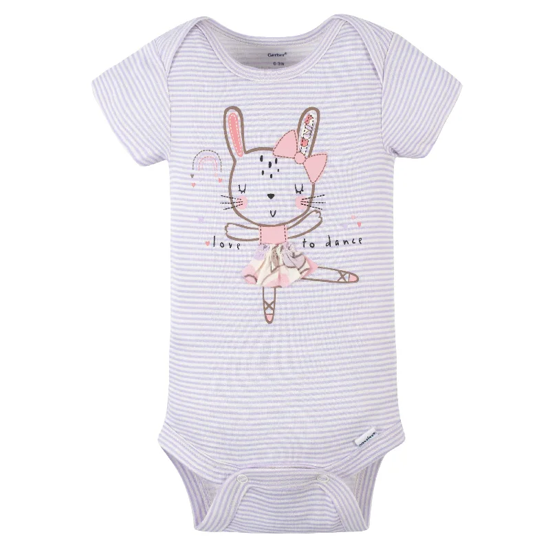 4-Pack Baby Girls Bunny Ballerina Short Sleeve Onesies® Bodysuits