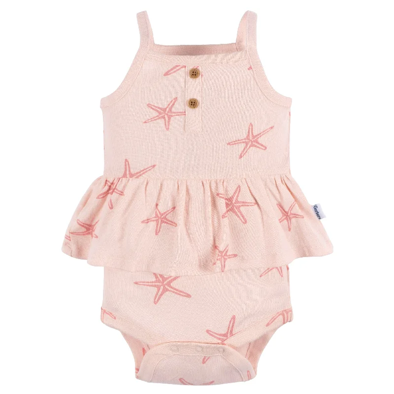 4-Pack Baby Girls Starfish Sleeveless Onesies® Bodysuits