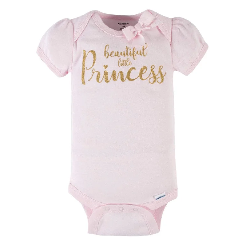 5-Pack Baby Girls Princess Short Sleeve Onesies® Bodysuits