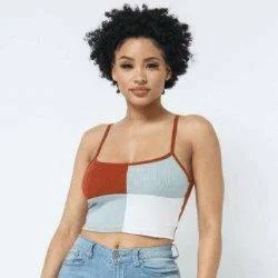 Eddie Sleeveless Crop Top-Color Block