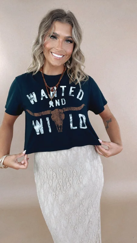 Wanted And Wild Cropped Graphic Tee, Black