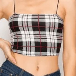 Nia sleeveless plaid printed crop top