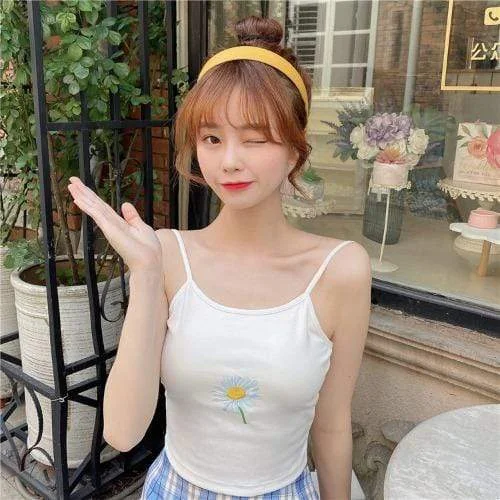 Women's Casual Daisy Printed Crop Tops