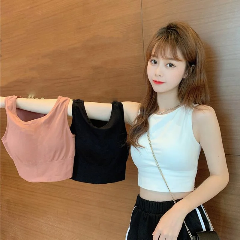 Women's Cute Solid Color Crop Tops