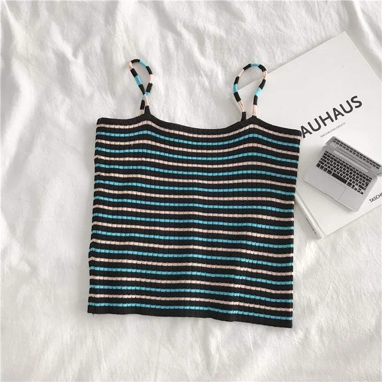 Women's Kawaii Striped Crop Tops