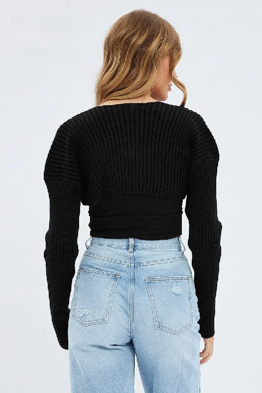 Black Knit Shrug Long Sleeve