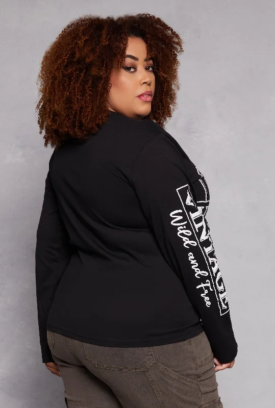 Plus Size Brooklyn Vintage Graphic Long Sleeve Top