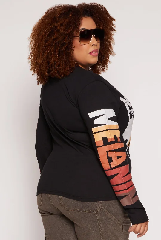 Plus Size Melanin Drip Graphic Long Sleeve Tee