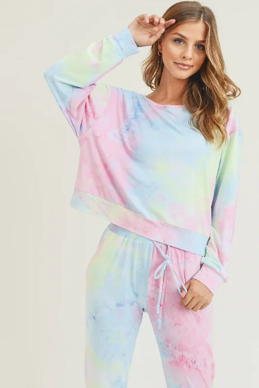 Daydreamer Tie Dye Print Long Sleeve Top