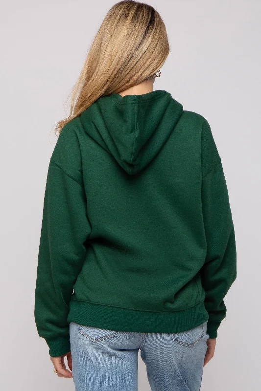 Forest Green Basic Fleece Maternity Hoodie