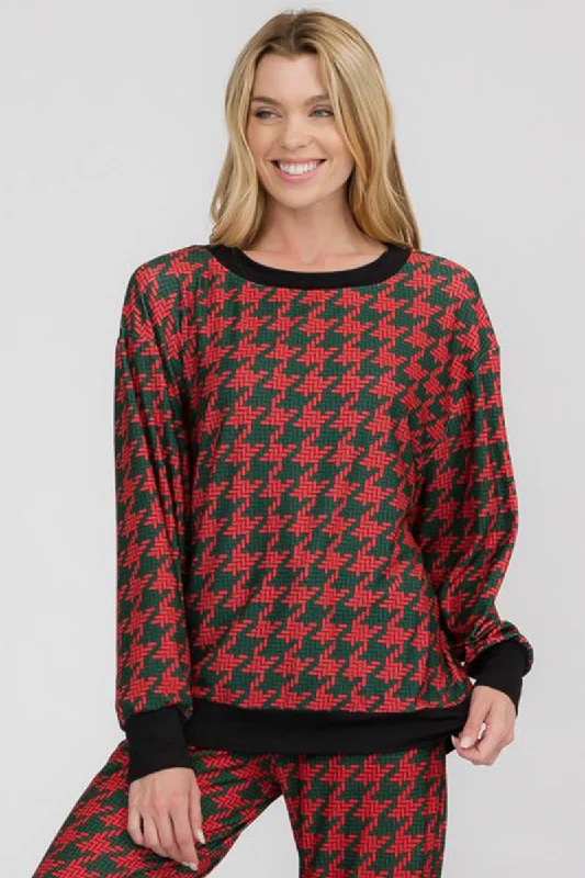 Christmas Holiday Knit Printed Long Sleeve Crewneck