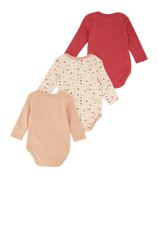 Baby Girls 0-9M Lovely Little One Long Sleeve Bodysuit Trio