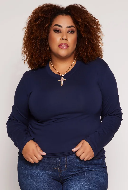 Plus Size Long Sleeve Crew Neck Tee