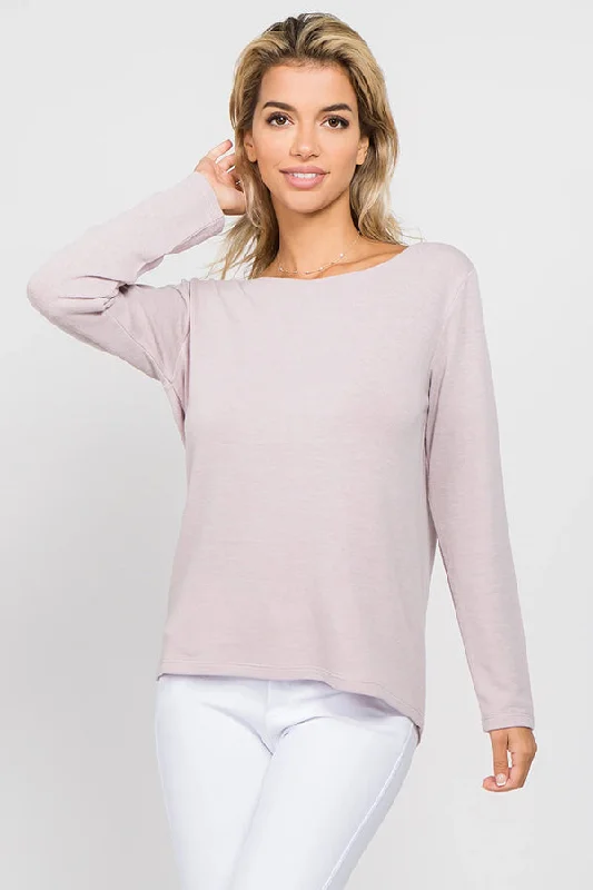 Open Back Surplice Long Sleeve Top