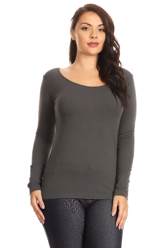 Plus Size Basic Seamless Long Sleeve Top