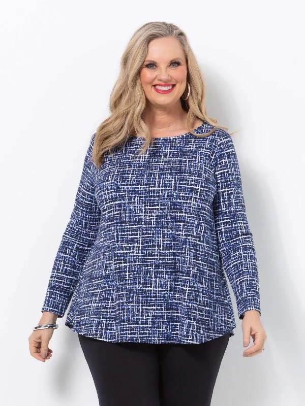 Checkered Blue Basic Top