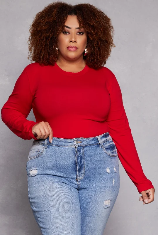 Plus Size Long Sleeve Crew Neck Tee