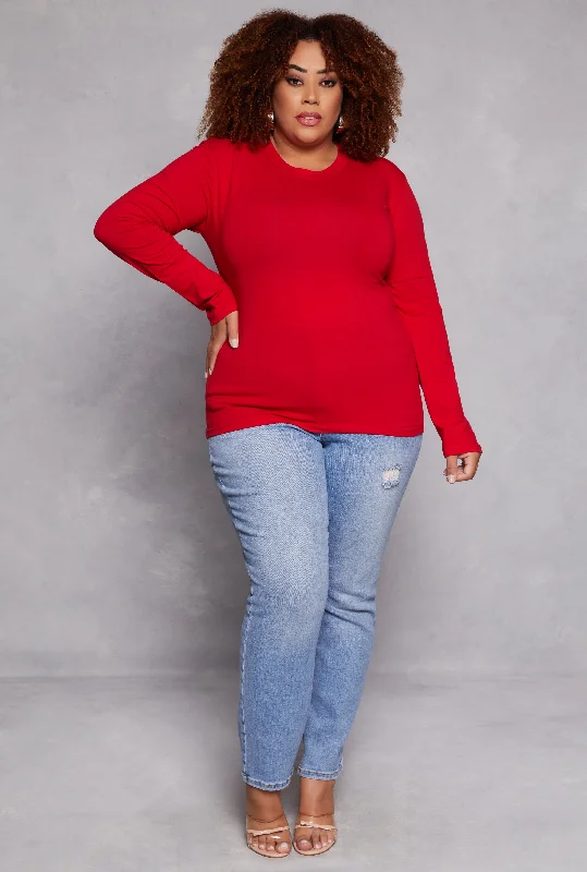 Plus Size Long Sleeve Crew Neck Tee