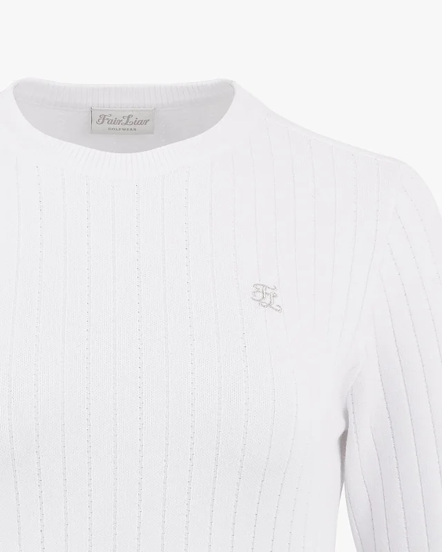 Round Neck Basic Sweater - White