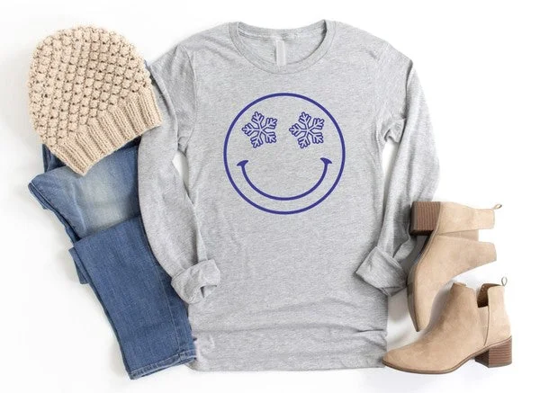 Snowflake Smiley Face Long Sleeve Tee