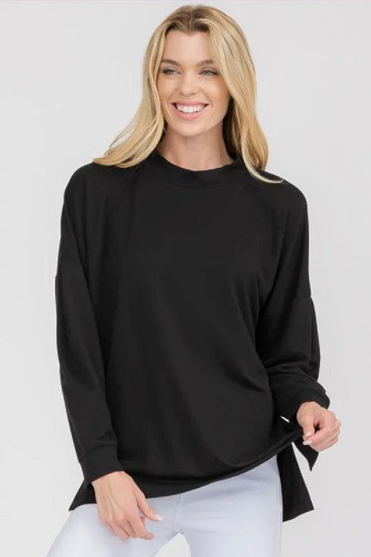 Solid Crewneck Long Sleeve Top