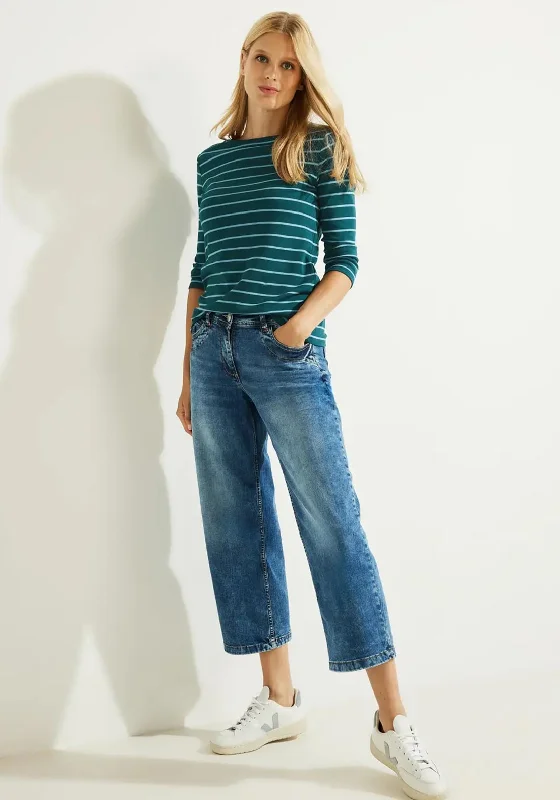 Cecil Basic Striped Top, Deep Lake Green