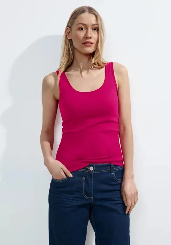 Cecil Round Neck Basic Vest Top, Pink Sorbet