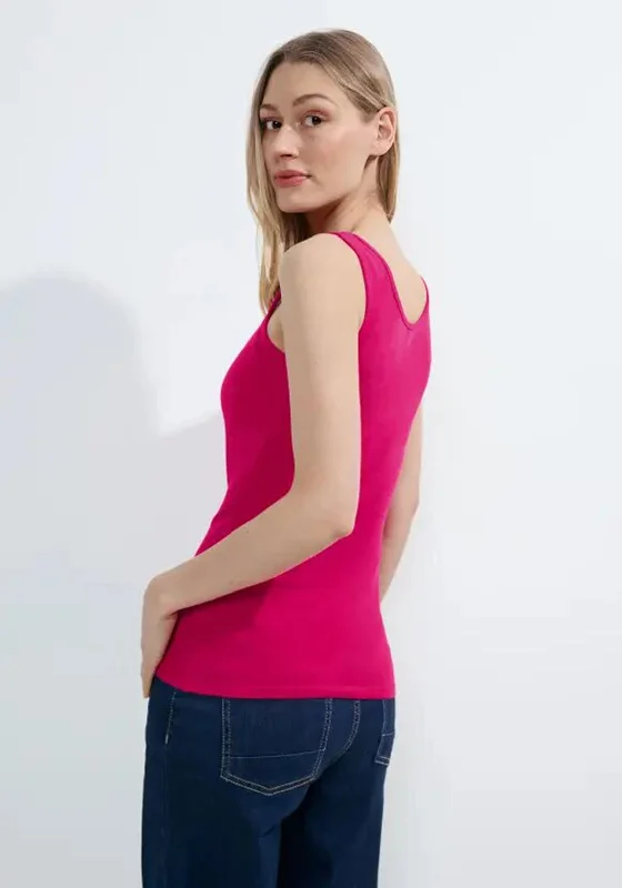 Cecil Round Neck Basic Vest Top, Pink Sorbet