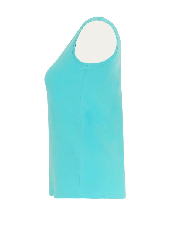 Dolcezza Basic Round Neck Vest Top, Aquarius