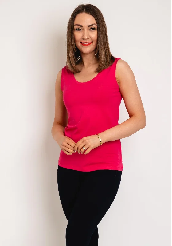 Dolcezza Basic Round Neck Vest Top, Fuchsia