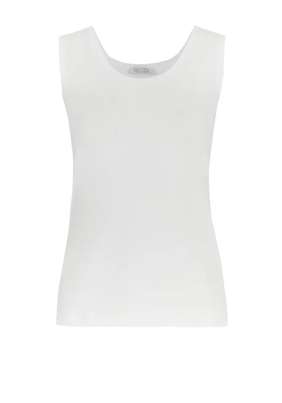 Dolcezza Basic Round Neck Vest Top, White