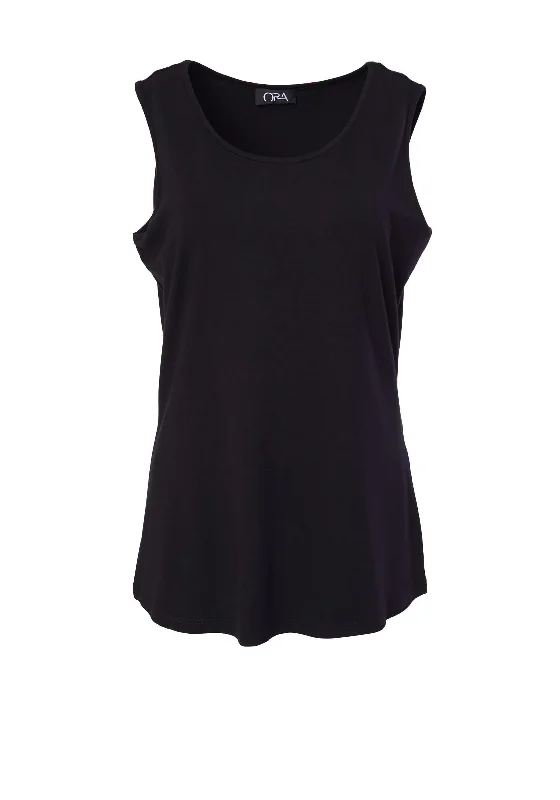 Ora Round Neck Basic Jersey Vest, Black