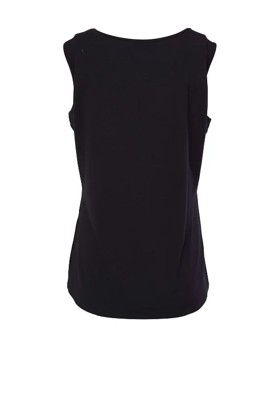 Ora Round Neck Basic Jersey Vest, Black