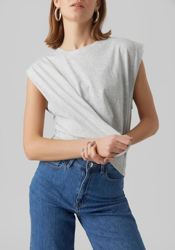 Vero Moda Anna Basic Tee, Light Grey Melange