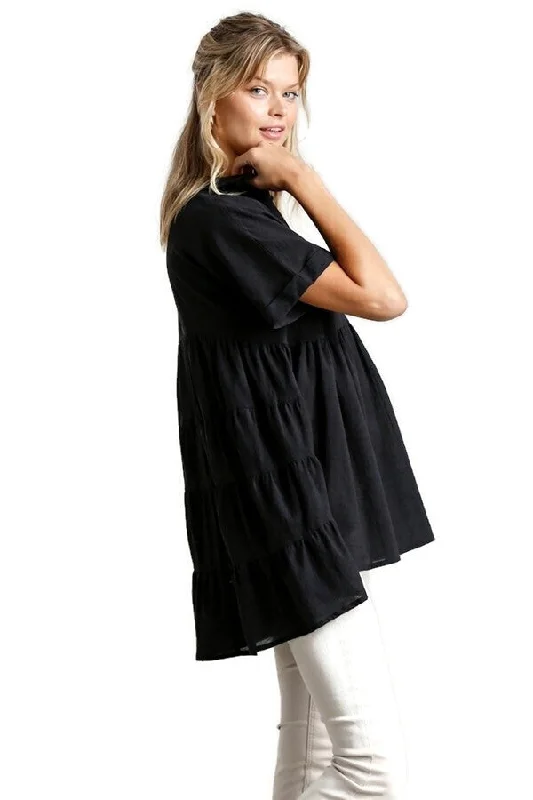 Babydoll Long Tunic, Black