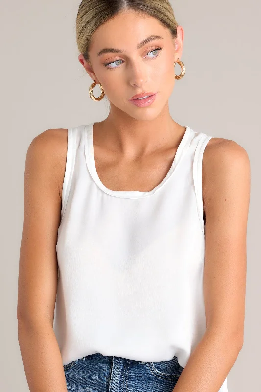 Back To The Basics Ivory Satin Tank Top