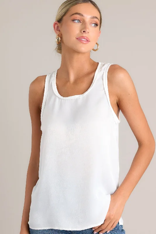 Back To The Basics Ivory Satin Tank Top