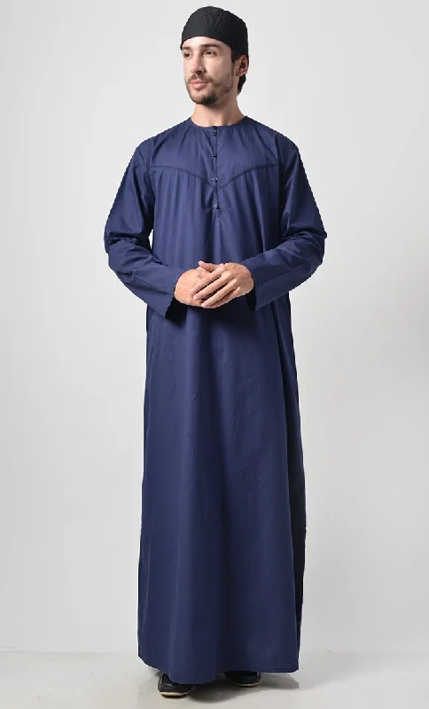 Basic Men's Front Yoke Detail Thobe (Navy)