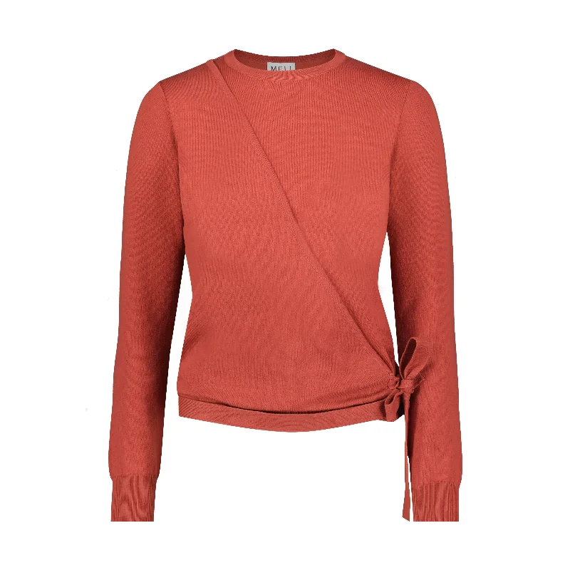 BASIC WRAP SWEATER-RUST