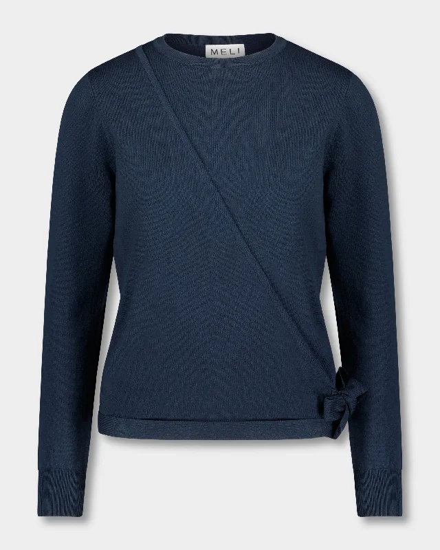 BASIC WRAP SWEATER-NAVY