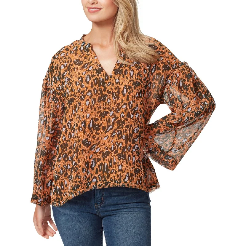 Jessica Simpson Womens V-neck Animal Print Tunic Top