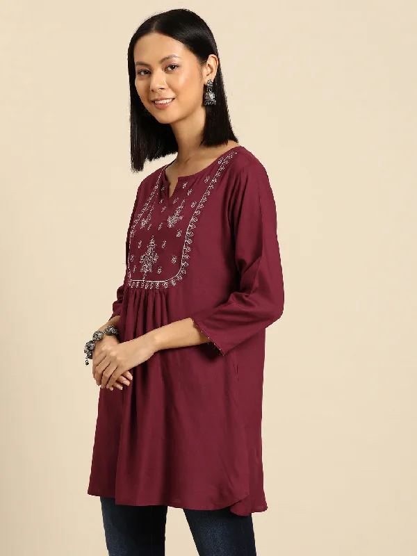 L / Maroon / Viscose Rayon